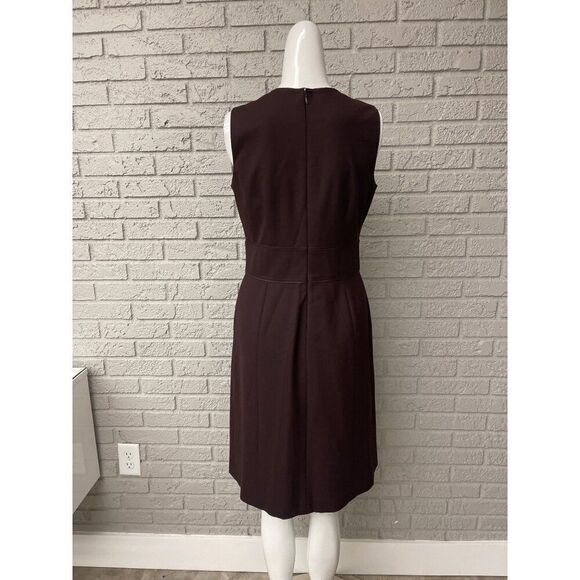 Ann Taylor Women Brown V Neck Sleeveless Pleated Dress Size 4 - Picture 2 of 10